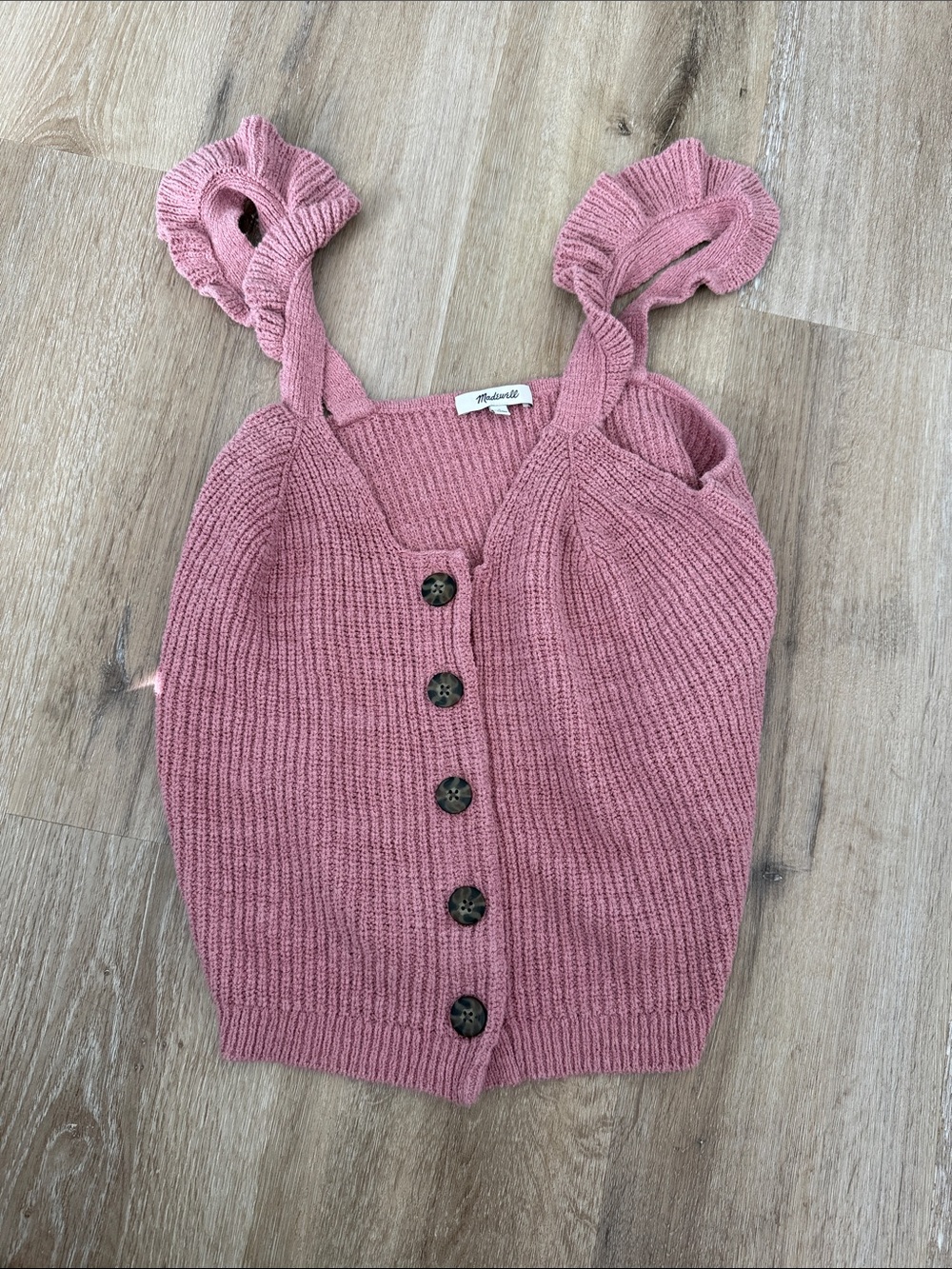 Madewell Rose Pink Ruffled Strap Knit Tank